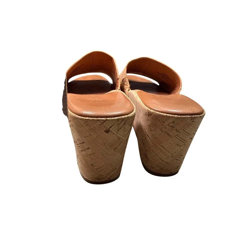 Gentle Souls Kenneth Cole Cork Platform Wedge Sandals Slides Tan Brown Womens 8M